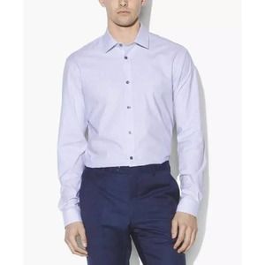 NWT John Varvatos Rick Slim Fit Vertical Stripe Dress Shirt Size 16 32/33 Blue